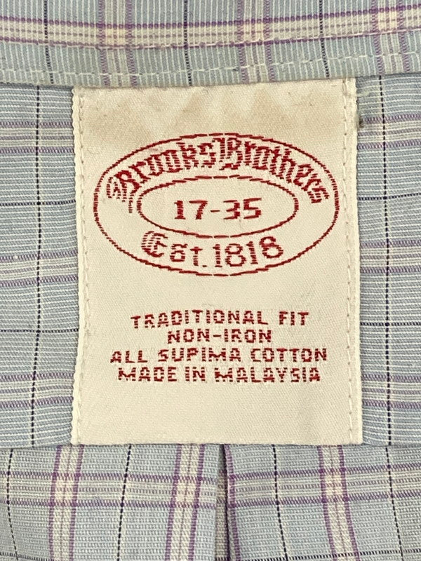 【中古品】【メンズ】 BROOKS BROTHERS ブルックスブラザーズ L/S CHECK SHIRT 長袖 チェック シャツ メンズ トップス 140-250601-em-23-min サイズ：17 カラー：サックスブルー（チェック柄） 万代Net店