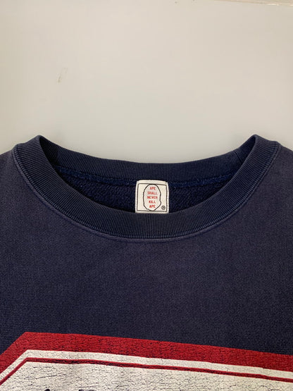 【中古品】【メンズ】 A BATHING APE アベイシングエイプ 00's PRINT SWEATSHIRT プリントスウェットシャツ トレーナー トップス 142-250602-yn-07-min サイズ：M カラー：ネイビー 万代Net店