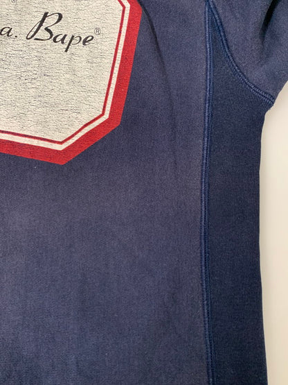 【中古品】【メンズ】 A BATHING APE アベイシングエイプ 00's PRINT SWEATSHIRT プリントスウェットシャツ トレーナー トップス 142-250602-yn-07-min サイズ：M カラー：ネイビー 万代Net店