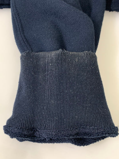 【中古品】【メンズ】 Sacai サカイ FRAGMENT DESIGN SWEAT HOODIE 21-0315S フラグメントデザイン ダメージ加工 スウェードアップリケ スウェット パーカー トップス 140-250602-yn-01-min サイズ：2 カラー：ネイビー 万代Net店