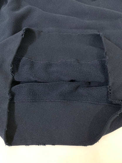 【中古品】【メンズ】 Sacai サカイ FRAGMENT DESIGN SWEAT HOODIE 21-0315S フラグメントデザイン ダメージ加工 スウェードアップリケ スウェット パーカー トップス 140-250602-yn-01-min サイズ：2 カラー：ネイビー 万代Net店