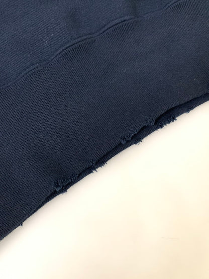 【中古品】【メンズ】 Sacai サカイ FRAGMENT DESIGN SWEAT HOODIE 21-0315S フラグメントデザイン ダメージ加工 スウェードアップリケ スウェット パーカー トップス 140-250602-yn-01-min サイズ：2 カラー：ネイビー 万代Net店