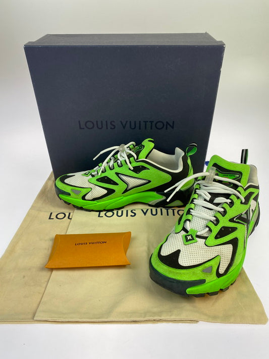 【中古品】【メンズ】 LOUIS VUITTON ルイ・ヴィトン MS0291 イタリア製 22SS タティックライン スニーカー 179-250607-ks-10-min サイズ：8 1/2 カラー：グリーン/ホワイト 万代Net店