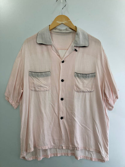 【現状渡し品】【メンズ】 VINTAGE ヴィンテージ 推定50'S RAYON OPEN COLLAR S S SHIRT ナイロン製 オープンカラーシャツ トップス 146-250604-ks-15-min サイズ：不明 カラー：ピンク 万代Net店