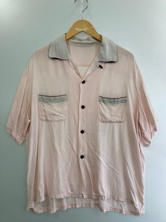 【現状渡し品】【メンズ】 VINTAGE ヴィンテージ 推定50'S RAYON OPEN COLLAR S S SHIRT ナイロン製 オープンカラーシャツ トップス 146-250604-ks-15-min サイズ：不明 カラー：ピンク 万代Net店