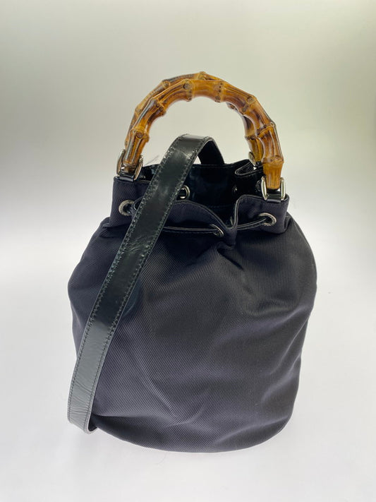 【中古品】【レディース】 GUCCI グッチ 2WAY BANBOO NYLON BAG 003-2854-0060・5 ツーウェイ バンブー ナイロン バッグ カバン 180-250613-jt-07-min カラー：ブラック 万代Net店