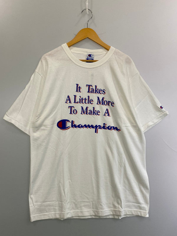 【中古美品】【メンズ】 CHAMPION チャンピオン 90S IT TAKES A LITTLE MORE TO MAKE A TEE Tシャツ トップス 146-250604-ks-07-min サイズ：L カラー：ホワイト 万代Net店