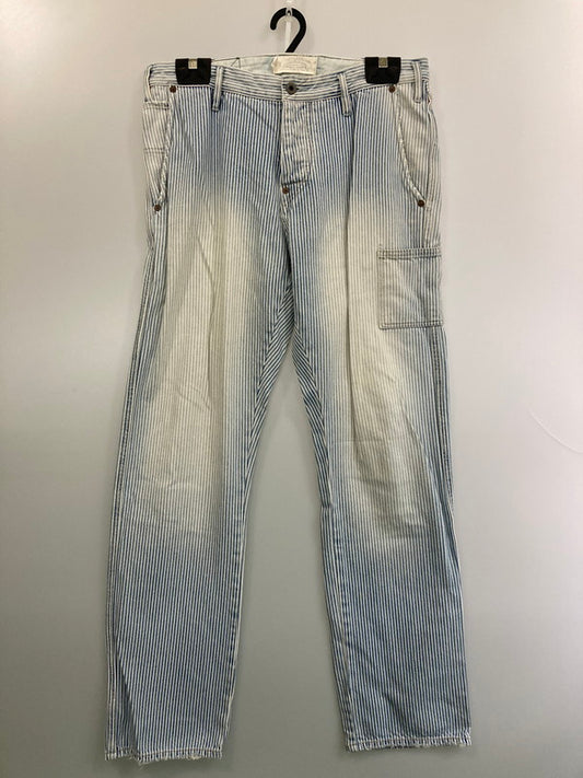 【中古品】【メンズ】 RALPH LAUREN RUGBY ラルフローレンラグビー HICKORY WORK PANTS ヒッコリーワークパンツ ボトムス 158-250604-AS-5-min サイズ：32×32 カラー：ブルー/ホワイト 万代Net店