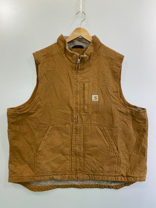【中古品】【メンズ】 CARHARTT カーハート ダック地ボアモックネックベスト 146-250604-ks-10-min サイズ：不明 カラー：キャメル 万代Net店