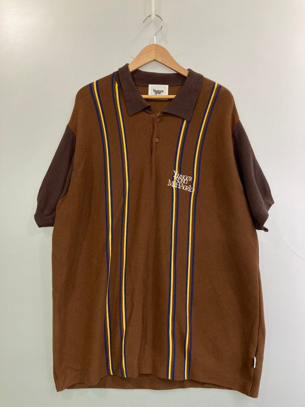 【中古品】【メンズ】 YOUNGER SONG ヤンガーソング AZR-YNG-0001-029 S S KNIT POLO SHIRT ポロシャツ ショートスリーブ 142-250604-AS-23-min サイズ：L カラー：ブラウン 万代Net店