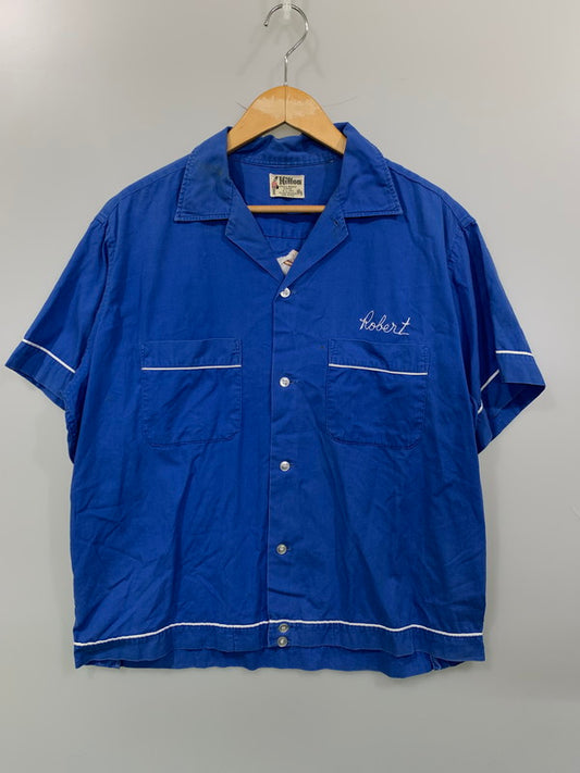 【現状渡し品】【メンズ】 HILTON ヒルトン 60s BOWLING SHIRT ボーリングシャツ トップス 146-250609-ks-47-min サイズ：L カラー：ブルー 万代Net店