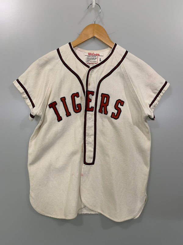 【現状渡し品】【メンズ】 wilson ウィルソン 50S BASEBALL SHIRT ベースボールシャツ トップス 146-250609-ks-48-min サイズ：L カラー：ホワイト系 万代Net店