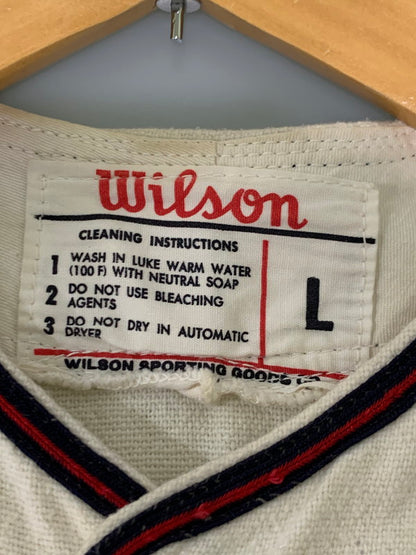 【現状渡し品】【メンズ】 wilson ウィルソン 50S BASEBALL SHIRT ベースボールシャツ トップス 146-250609-ks-48-min サイズ：L カラー：ホワイト系 万代Net店
