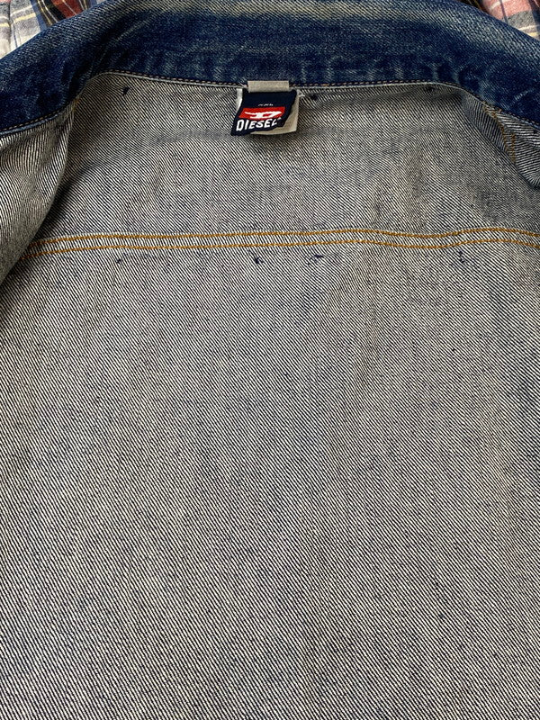 【中古品】【メンズ】 DIESEL ディーゼル 90S DENIM VEST 90年代 デニム ベスト メンズ トップス 141-260705-hu-32-min サイズ：XXL カラー：ブルーインディゴ/グレー 万代Net店