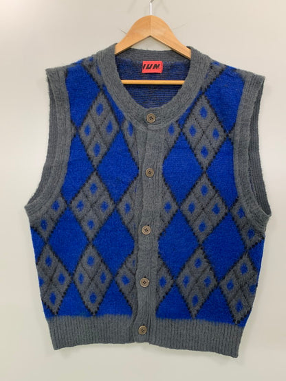 【中古品】【メンズ】 JUN MEN ジュンメン ARGYLE KNIT VEST ニットベスト 140-250609-ks-41-min サイズ：不明 カラー：グレー/ブルー 万代Net店