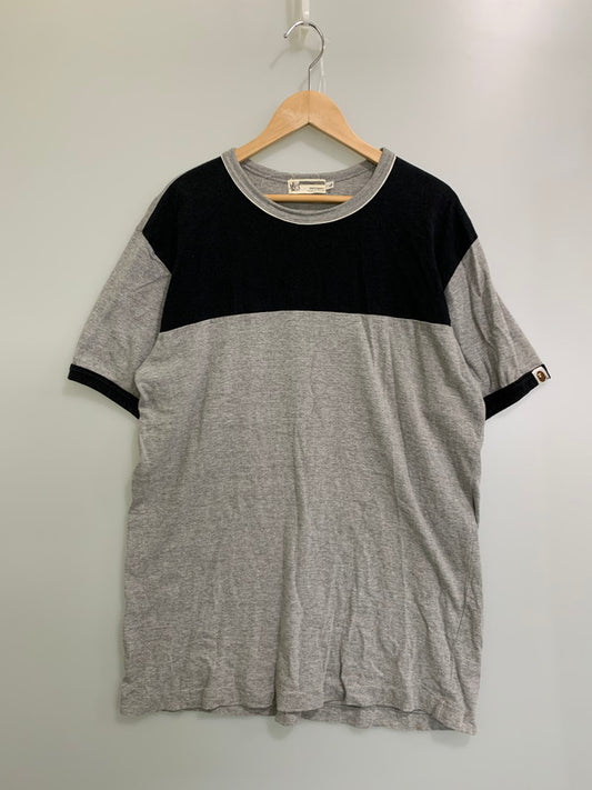 【現状渡し品】【メンズ】 A BATHING APE アベイシングエイプ NIGO期 切替Tシャツ ショートスリーブ 142-250610-AS-49-min サイズ：L カラー：グレー 万代Net店