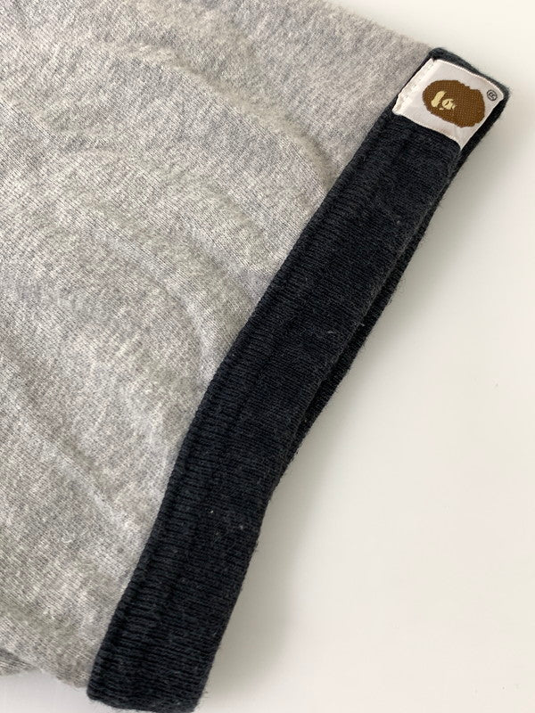 【現状渡し品】【メンズ】 A BATHING APE アベイシングエイプ NIGO期 切替Tシャツ ショートスリーブ 142-250610-AS-49-min サイズ：L カラー：グレー 万代Net店