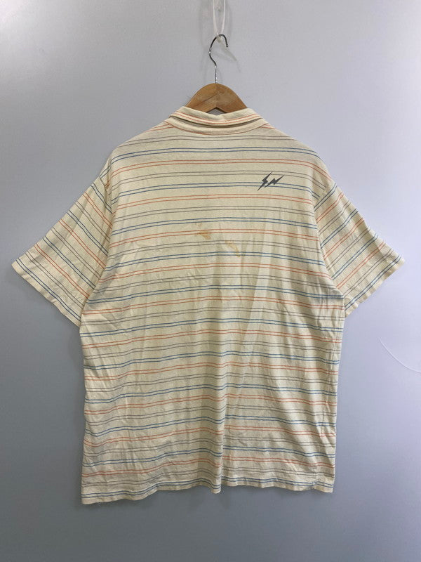 【中古品】【メンズ】 ELECTRIC COTTAGE エレクトリックコテージ ×GOODENOUGH グッドイナフ ボーダーサンダーポロシャツ 142-250720-AS-26-min サイズ：L カラー：ベージュ系 万代Net店