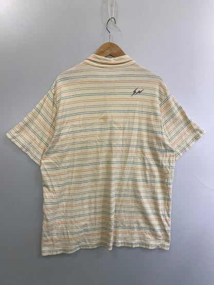 【中古品】【メンズ】 ELECTRIC COTTAGE エレクトリックコテージ ×GOODENOUGH グッドイナフ ボーダーサンダーポロシャツ 142-250720-AS-26-min サイズ：L カラー：ベージュ系 万代Net店