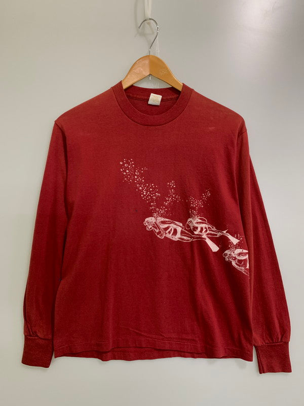 【現状渡し品】【メンズ】 SPORTSWEAR スポーツウェア 70-80'S PRINT L S TEE Tシャツ トップス 146-250710-ks-90-min サイズ：M カラー：レッド 万代Net店