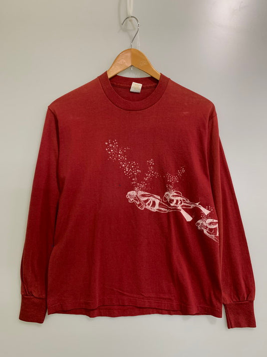 【現状渡し品】【メンズ】 SPORTSWEAR スポーツウェア 70-80'S PRINT L S TEE Tシャツ トップス 146-250710-ks-90-min サイズ：M カラー：レッド 万代Net店
