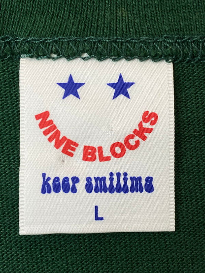 【中古品】【メンズ】 NINE BLOCKS ナインブロック FULL GRAPHIC TEE ショートスリーブ 142-250611-AS-33-min サイズ：L カラー：ホワイト/グリーン 万代Net店