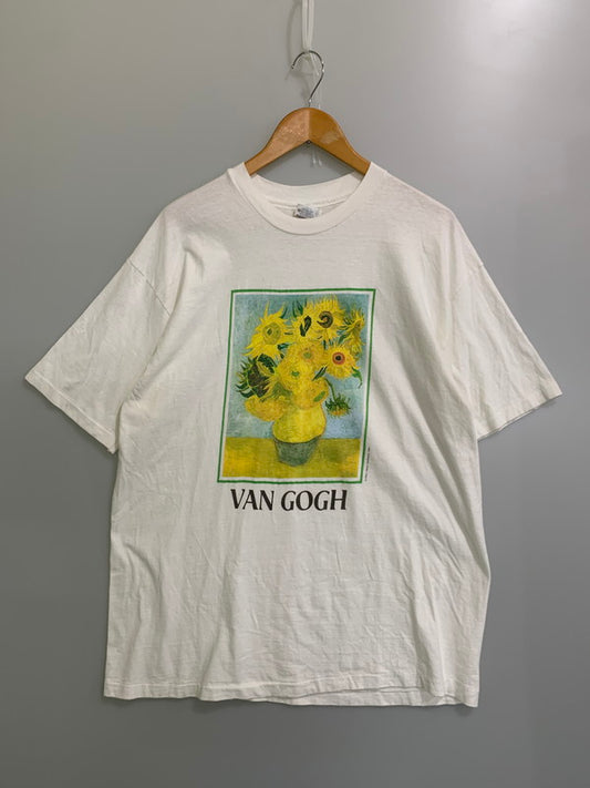 【中古品】【メンズ】 VAN GOGH ファンゴッホ ひまわり 80S ART TEE ショートスリーブ 146-250611-AS-46-min サイズ：XL カラー：ホワイト 万代Net店