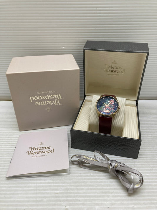 【LIFTる。景品】【中古品】【メンズ】 VIVIENNE WESTWOOD ヴィヴィアンウエストウッド VW-2PG8 バンビ クォーツ時計 クリスマス ピンクゴールド×ダークレッド 腕時計　 197-250714-SS-2-min カラー：ピンクゴールド×ダークレッド ネイビー文字盤 万代Net店