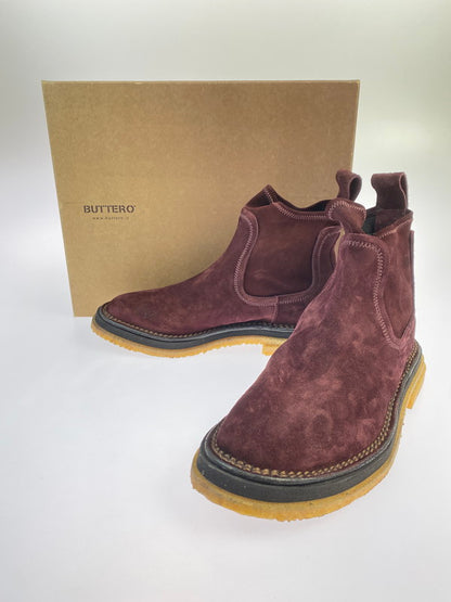 【中古品】【メンズ】 BUTTERO ブッテロ クレープソール スエード チェルシーブーツ 靴 シューズ 164-250617-AS-8-min サイズ：40 カラー：ワインレッド系 万代Net店