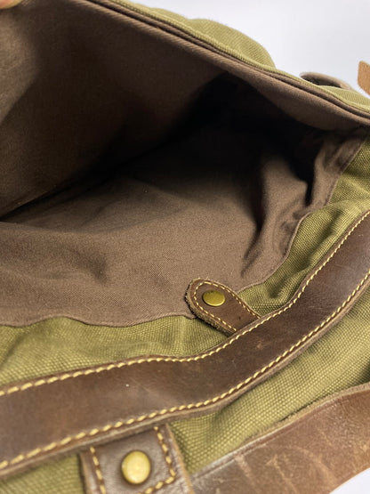 【中古品】【メンズ】 RALPH LAUREN ラルフローレン 90S 2WAY SHOULDER BAG ショルダーバッグ カバン 188-250625-AS-28-min カラー：グリーン/ブラウン 万代Net店