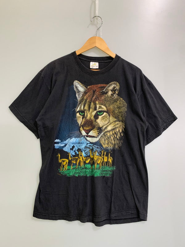 【中古品】【メンズ】 ZIP IT LONDON ジップイットロンドン 90S ANIMAL PRINT SHIRT 90年代 アニマル プリント Tシャツ トップス 146-250616-jt-12-min サイズ：XL カラー：ブラック 万代Net店