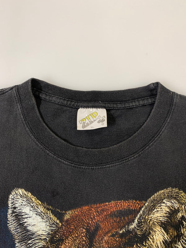 【中古品】【メンズ】 ZIP IT LONDON ジップイットロンドン 90S ANIMAL PRINT SHIRT 90年代 アニマル プリント Tシャツ トップス 146-250616-jt-12-min サイズ：XL カラー：ブラック 万代Net店