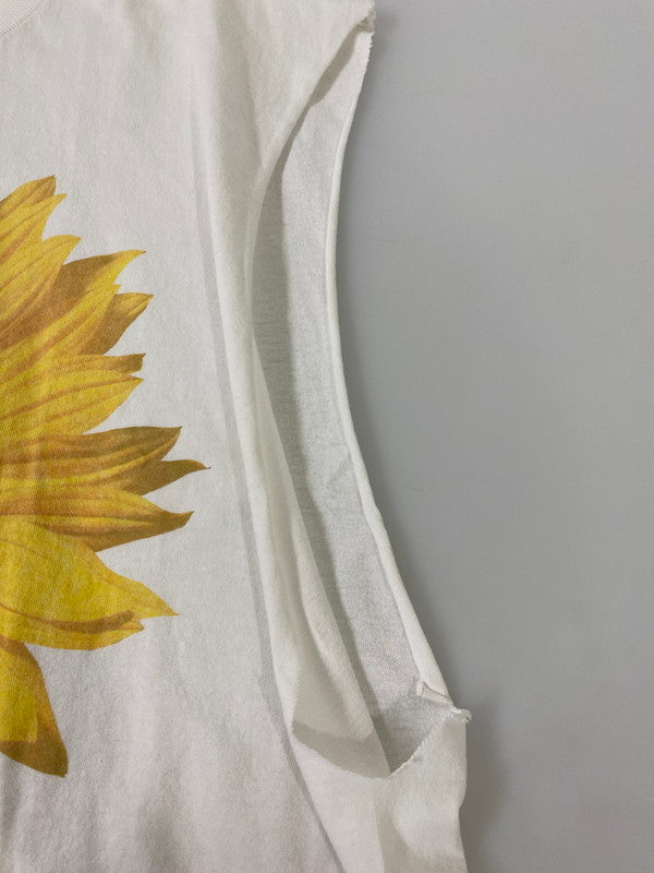 【中古品】【メンズ】 STUDIO Q 90's SUNFLOWER TEE スタジオ キュー 90年代 サンフラワー カットオフTシャツ トップス 146-250613-yn-26-min サイズ：XL カラー：ホワイト 万代Net店