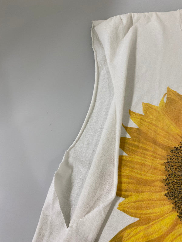 【中古品】【メンズ】 STUDIO Q 90's SUNFLOWER TEE スタジオ キュー 90年代 サンフラワー カットオフTシャツ トップス 146-250613-yn-26-min サイズ：XL カラー：ホワイト 万代Net店