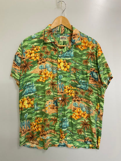 【現状渡し品】【メンズ】 MONA LOA 60S RAYON SS ALOHA SHIRT モア ロナ 60年代 レーヨン 半袖アロハシャツ トップス 146-250613-jt-24-min サイズ：L カラー：グリーン系 万代Net店