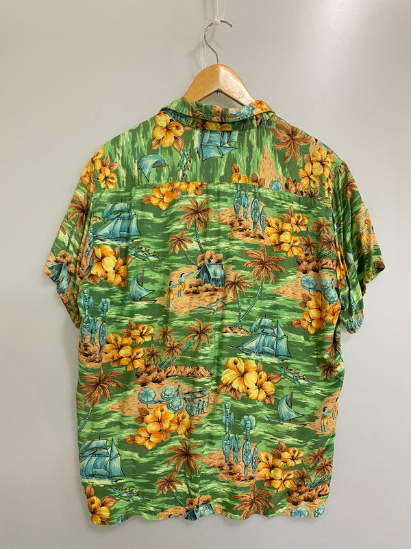 【現状渡し品】【メンズ】 MONA LOA 60S RAYON SS ALOHA SHIRT モア ロナ 60年代 レーヨン 半袖アロハシャツ トップス 146-250613-jt-24-min サイズ：L カラー：グリーン系 万代Net店