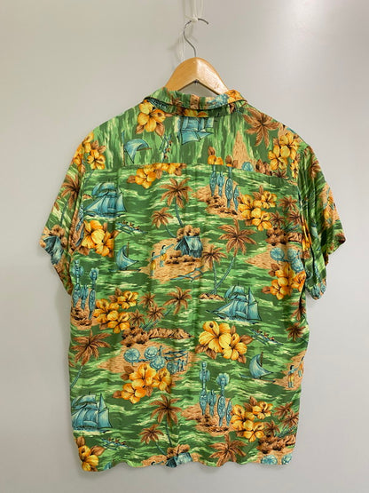 【現状渡し品】【メンズ】 MONA LOA 60S RAYON SS ALOHA SHIRT モア ロナ 60年代 レーヨン 半袖アロハシャツ トップス 146-250613-jt-24-min サイズ：L カラー：グリーン系 万代Net店