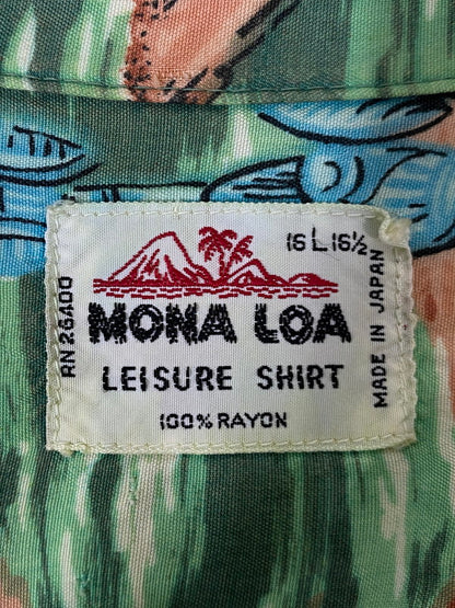 【現状渡し品】【メンズ】 MONA LOA 60S RAYON SS ALOHA SHIRT モア ロナ 60年代 レーヨン 半袖アロハシャツ トップス 146-250613-jt-24-min サイズ：L カラー：グリーン系 万代Net店