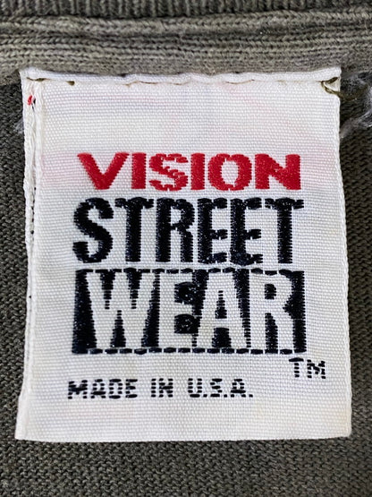 【中古品】【メンズ】 VISION STREET WEAR 90's LOGO TEE ヴィジョンストリートウェア ロゴ Tシャツ 半袖Tシャツ トップス 146-250613-yn-12-min カラー：オリーブグリーン 万代Net店
