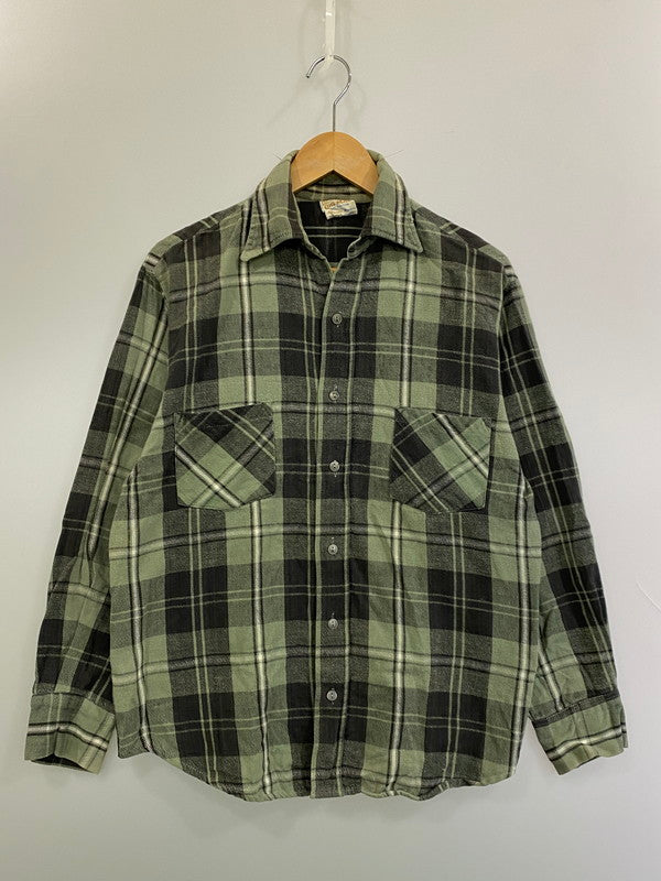 【中古品】【メンズ】 BIG MAC ビッグマック 70S HEAVY FLANNEL SHIRT BOX SILHOUETTE 70年代 ヘヴィー フランネル チェック シャツ メンズ トップス 長袖 146-250616-em-36-min サイズ：M カラー：グリーン/グレー（チェック） 万代Net店