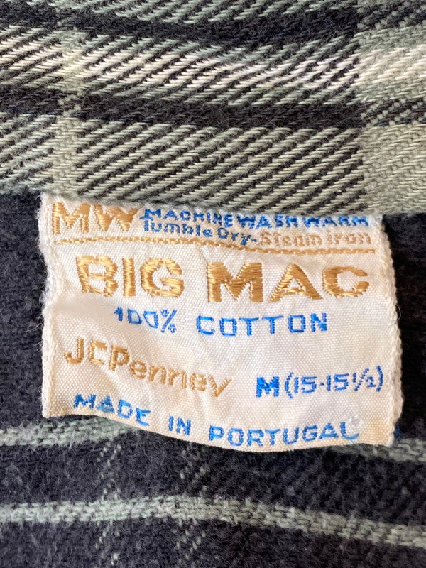 【中古品】【メンズ】 BIG MAC ビッグマック 70S HEAVY FLANNEL SHIRT BOX SILHOUETTE 70年代 ヘヴィー フランネル チェック シャツ メンズ トップス 長袖 146-250616-em-36-min サイズ：M カラー：グリーン/グレー（チェック） 万代Net店