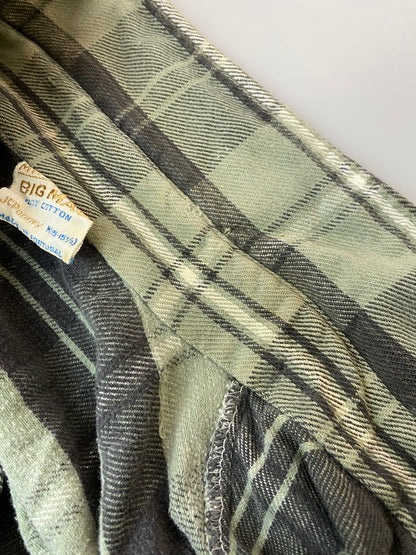 【中古品】【メンズ】 BIG MAC ビッグマック 70S HEAVY FLANNEL SHIRT BOX SILHOUETTE 70年代 ヘヴィー フランネル チェック シャツ メンズ トップス 長袖 146-250616-em-36-min サイズ：M カラー：グリーン/グレー（チェック） 万代Net店