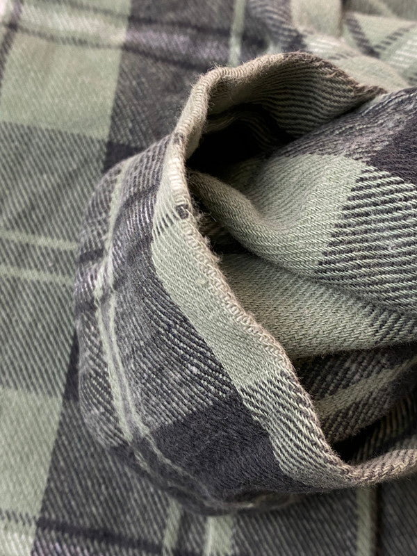 【中古品】【メンズ】 BIG MAC ビッグマック 70S HEAVY FLANNEL SHIRT BOX SILHOUETTE 70年代 ヘヴィー フランネル チェック シャツ メンズ トップス 長袖 146-250616-em-36-min サイズ：M カラー：グリーン/グレー（チェック） 万代Net店