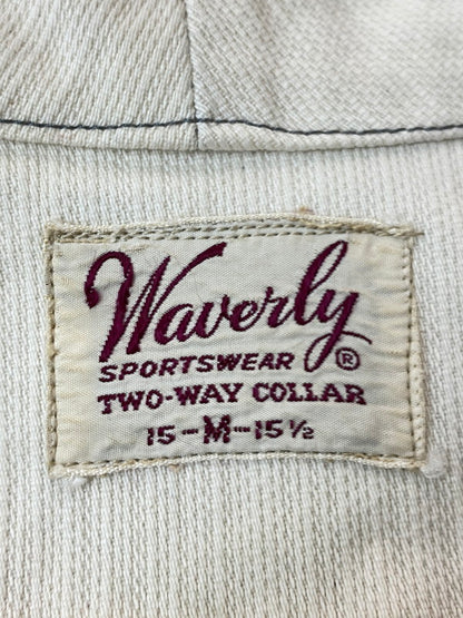 【中古品】【メンズ】 WAVERLY ウェーバリー 50S RANDOM PICKET LACE-UP SHIRT 50年代 ランダム ピケ レースアップ シャツ ギミックポケット メンズ トップス 146-250616-em-34-min サイズ：M カラー：ホワイト/モカ 万代Net店