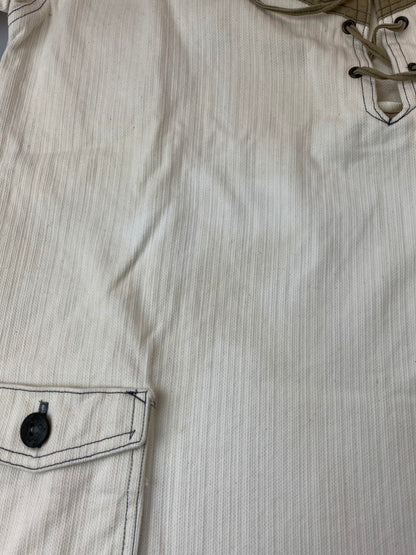 【中古品】【メンズ】 WAVERLY ウェーバリー 50S RANDOM PICKET LACE-UP SHIRT 50年代 ランダム ピケ レースアップ シャツ ギミックポケット メンズ トップス 146-250616-em-34-min サイズ：M カラー：ホワイト/モカ 万代Net店
