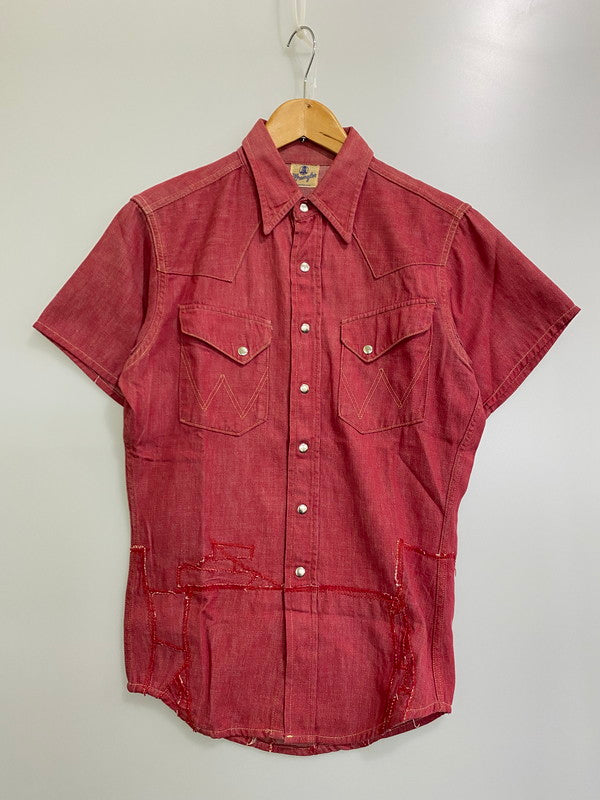 【中古品】【メンズ】 Wrangler ラングラー 50's 28MW WESTERN SHIRT 50年代 ウェスタンシャツ 半袖シャツ トップス 146-250613-yn-11-min カラー：レッド 万代Net店