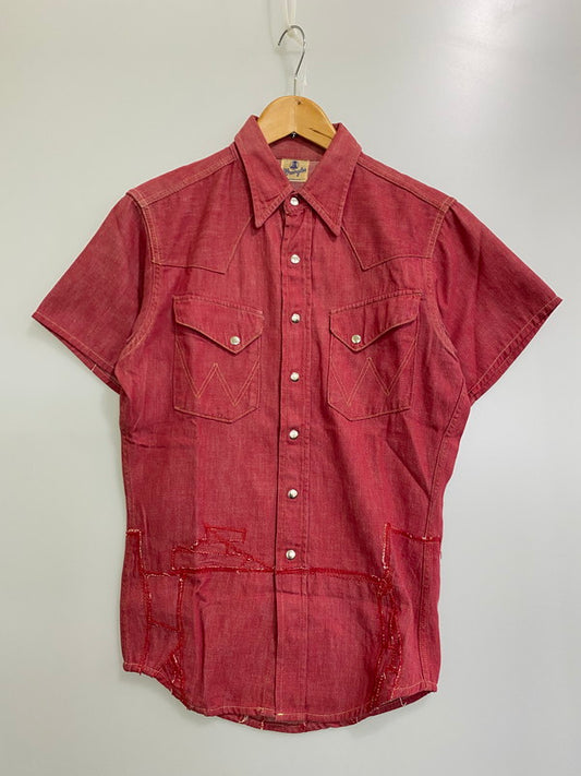 【中古品】【メンズ】 Wrangler ラングラー 50's 28MW WESTERN SHIRT 50年代 ウェスタンシャツ 半袖シャツ トップス 146-250613-yn-11-min カラー：レッド 万代Net店