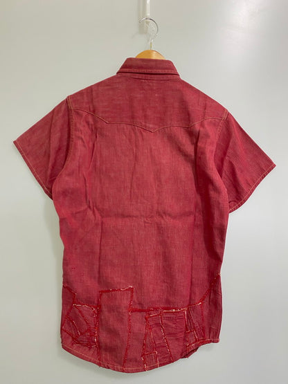 【中古品】【メンズ】 Wrangler ラングラー 50's 28MW WESTERN SHIRT 50年代 ウェスタンシャツ 半袖シャツ トップス 146-250613-yn-11-min カラー：レッド 万代Net店