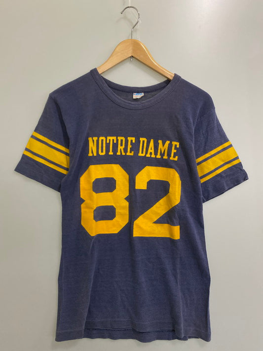 【現状渡し品】【メンズ】 Champion チャンピオン 70's NORTRE DAME FOOTBALL SHIRT 70年代 フットボールシャツ 半袖Tシャツ トップス 146-250613-yn-16-min サイズ：M カラー：ネイビー 万代Net店