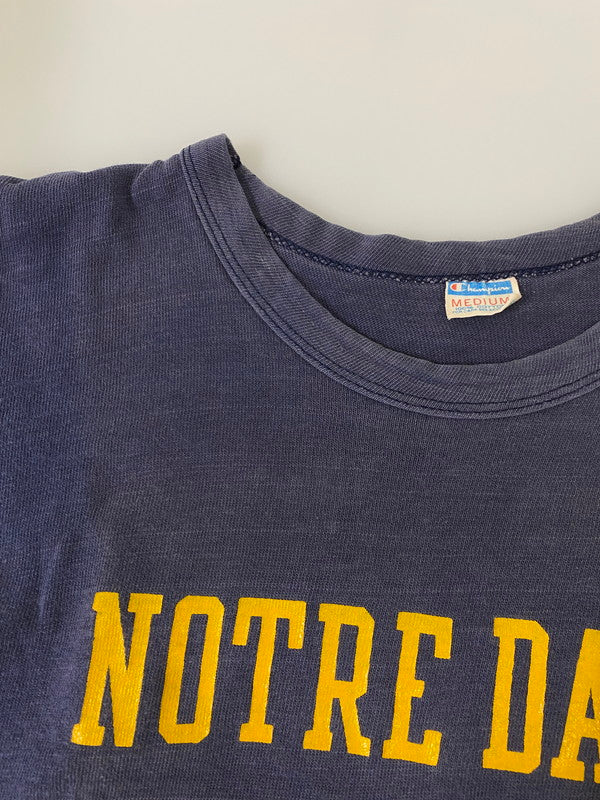 【現状渡し品】【メンズ】 Champion チャンピオン 70's NORTRE DAME FOOTBALL SHIRT 70年代 フットボールシャツ 半袖Tシャツ トップス 146-250613-yn-16-min サイズ：M カラー：ネイビー 万代Net店